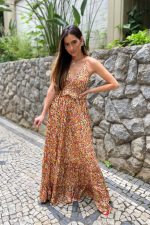 Vestido Estampado Jacquard de Lurex