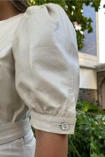 Vestido Manga Bufante com Cristais Swarovski