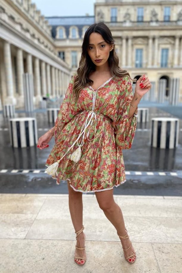 Vestido Curto Jacquard  de Lurex