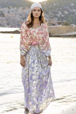 Vestido em jacquard de lurex e Paetê