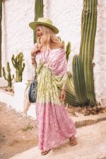 Vestido em jacquard de lurex e Paetê