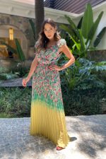 Vestido Estampado Plissado