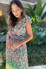 Vestido Estampado Plissado