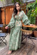 Vestido Midi Manga Longa Estampado