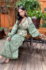 Vestido Midi Manga Longa Estampado