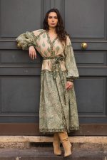 Vestido Midi Manga Longa Estampado