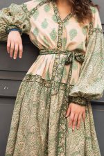 Vestido Midi Manga Longa Estampado