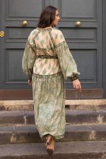 Vestido Midi Manga Longa Estampado