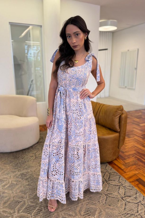 Vestido Longo em Laise com Amarração