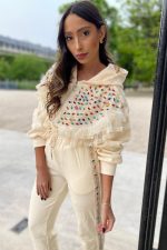 Conjunto Blusa e Calça Bordado Pedraria