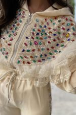 Conjunto Blusa e Calça Bordado Pedraria