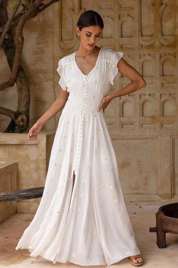 Vestido Longo Detalhes Espelhinhos