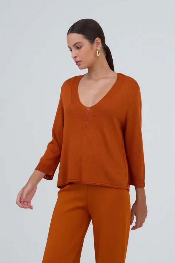 Blusa Manga Textura Com Acabamento Especial Em Tricot