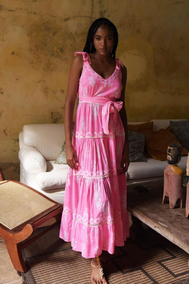 Vestido Estampado Amarração nas Alças