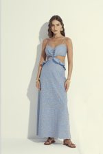Vestido em Laise Vazados com Babados e Alcinhas
