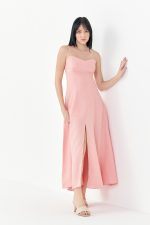 Vestido Alcinha Linho Fenda
