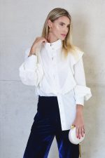 Camisa com Babado e Manga Bufante