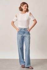 Calça Jeans Wide leg Azul Claro