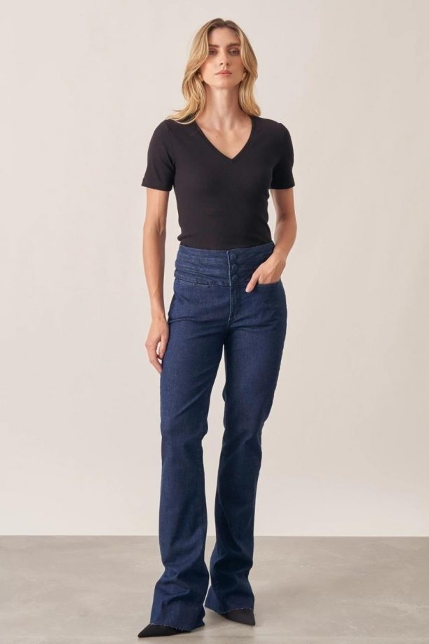 Calça Jeans Flare Power Azul Marinho