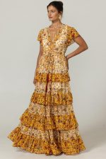 Vestido Floral e Amarração Detalhes Lurex