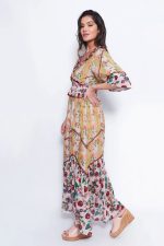 Vestido Longo Floral Babados