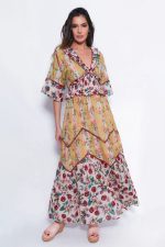 Vestido Longo Floral Babados
