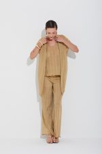 Calça Tricot Ponto Chevron Com Lurex