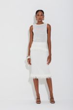 Regata Tricot Em Tela Com Franjas E Perolas Off White