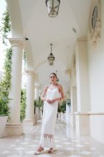 Vestido Midi Tricot Em Malha Cheia Com Franjas