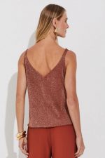 Regata Em Tricot Com Alças Finas Canela