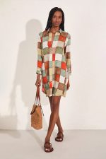 Chemisier em Voil de Viscose Estampado.