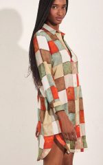 Chemisier em Voil de Viscose Estampado.