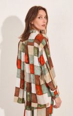Chemisier Fendas em Crepe de Viscose Estampado