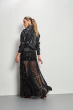 Saia Longa de Renda com Franjas de Paetê